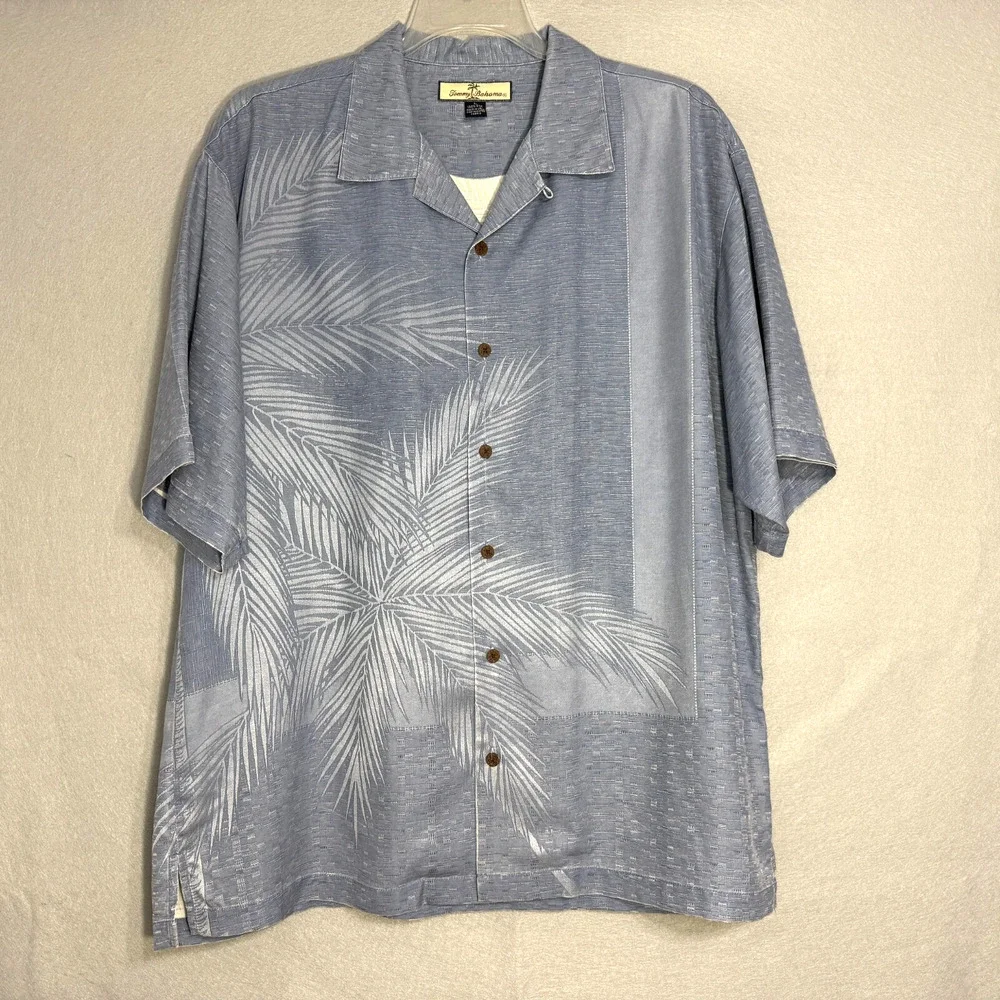 Tommy‎ Bahama Men's Silk Hawaiian Floral Camp Shirt Size L Short Sleeve Tropical